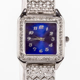 Pozlacená slitina - Hodinky s Modrým Emporia® Křišťálem a Bílým Emporia® Křišťálem - Karátové číslo: 12. přibližná hmotnost: 57 gramů ( Náhrdelník+Náušnice+Přívěsek )