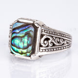Stříbro 925/1000 - Prsten s Mušlí Abalone - Karátové číslo: 1.25. přibližná hmotnost: 8.35 gramů