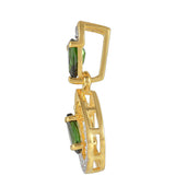 Pozlacené stříbro 925/1000 Přívěsek se Zeleným Turmalínem a Přírodním Zirkonem - Karátové číslo: 0.49. přibližná hmotnost: 0.87 gramů