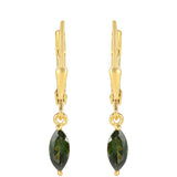 Pozlacené stříbro 925/1000 Náušnice se Zeleným Turmalínem - Karátové číslo: 0.74. přibližná hmotnost: 1.33 gramů