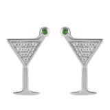 Stříbro 925/1000 Náušnice s Chromovým Diopsidem a Bílým Topazem - Karátové číslo: 0.23. přibližná hmotnost: 2.37 gramů