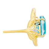 Pozlacený Stříbrný Prsten s Paraiba Křemenem a Bílým Topazem