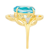 Pozlacený Stříbrný Prsten s Paraiba Křemenem a Bílým Topazem