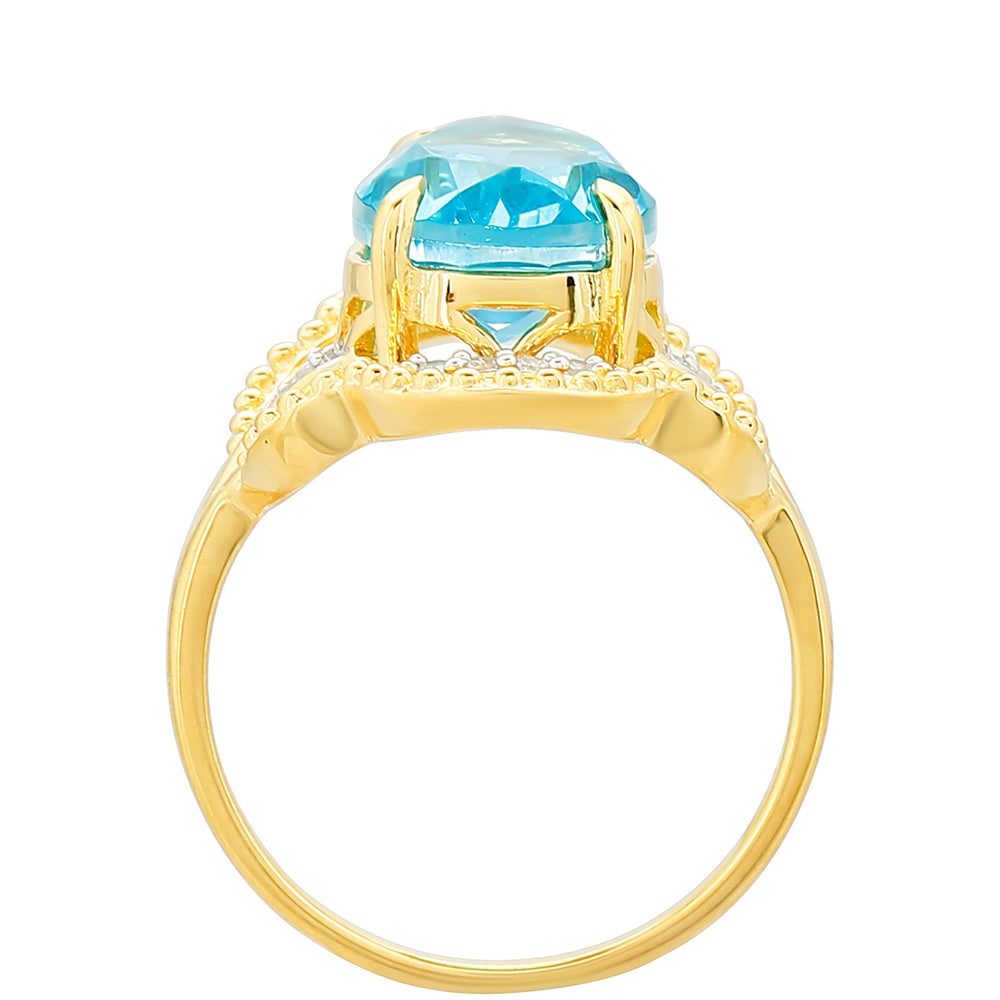 Pozlacený Stříbrný Prsten s Paraiba Křemenem a Bílým Topazem