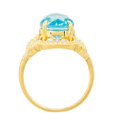 Pozlacený Stříbrný Prsten s Paraiba Křemenem a Bílým Topazem