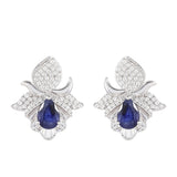 Stříbro 925/1000 Náušnice s Thajským Safírem a Bílým Topazem - Karátové číslo: 2.56. přibližná hmotnost: 5.32 gramů