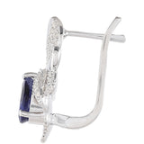 Stříbro 925/1000 Náušnice s Thajským Safírem a Bílým Topazem - Karátové číslo: 2.56. přibližná hmotnost: 5.32 gramů