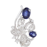 Stříbrný Brož s Thajským Safírem a Bílým Topazem