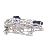 Stříbrný Brož s Thajským Safírem a Bílým Topazem