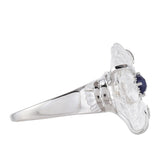 Stříbro 925/1000 Prsten s Thajským Safírem a Křišťálovým Křemenem - Karátové číslo: 11.55. přibližná hmotnost: 6.29 gramů