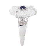 Stříbro 925/1000 Prsten s Thajským Safírem a Křišťálovým Křemenem - Karátové číslo: 11.55. přibližná hmotnost: 6.29 gramů