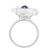 Stříbro 925/1000 Prsten s Thajským Safírem a Křišťálovým Křemenem - Karátové číslo: 11.55. přibližná hmotnost: 6.29 gramů