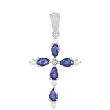 Stříbro 925/1000 Přívěsek s Thajským Safírem a Bílým Topazem - Karátové číslo: 1.94. přibližná hmotnost: 1.98 gramů