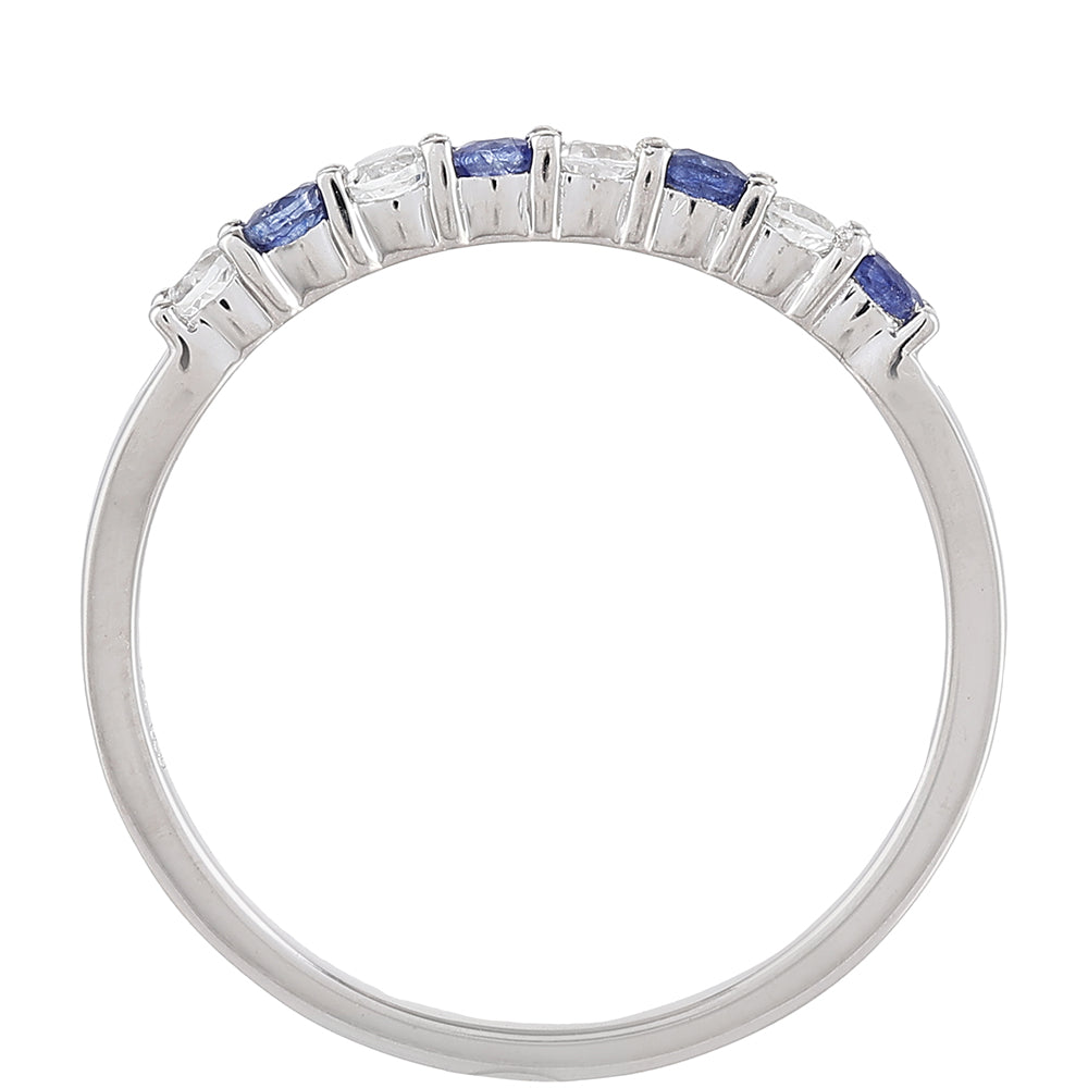 Stříbro 925/1000 Prsten s Thajským Safírem a Bílým Topazem - Karátové číslo: 0.38. přibližná hmotnost: 1.34 gramů