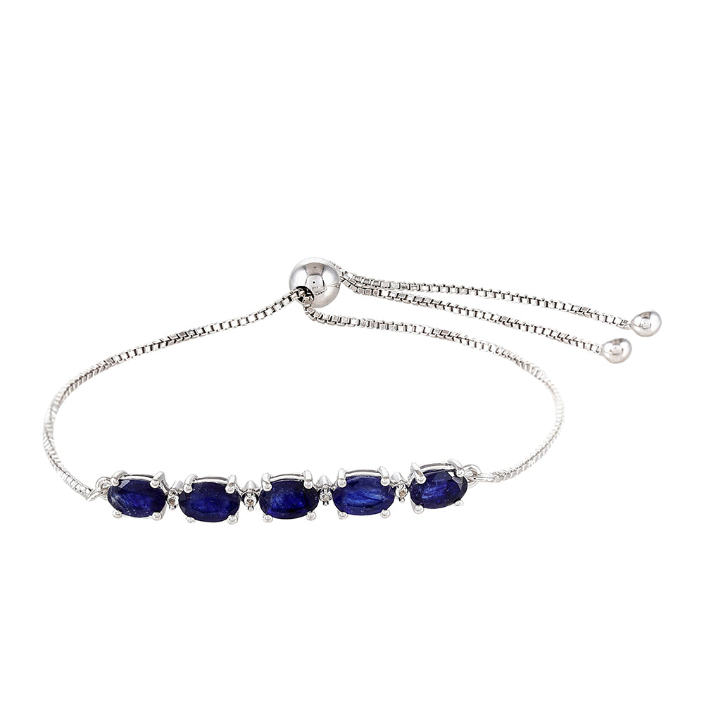 Stříbrný Náramek s Thajským Safírem a Bílým Topazem