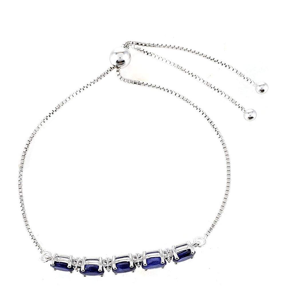 Stříbrný Náramek s Thajským Safírem a Bílým Topazem