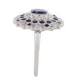 Stříbro 925/1000 Prsten s Thajským Safírem a Bílým Topazem - Karátové číslo: 2.82. přibližná hmotnost: 4.15 gramů