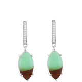 Stříbrné Náušnice s Mátovým Chrysoprasem a Přírodním Zirkonem