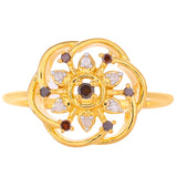 Pozlacené stříbro 925/1000 Prsten s Červeným Diamantem a Bílým Diamantem - Karátové číslo: 0.13. přibližná hmotnost: 2.44 gramů