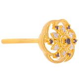 Pozlacené stříbro 925/1000 Prsten s Červeným Diamantem a Bílým Diamantem - Karátové číslo: 0.13. přibližná hmotnost: 2.44 gramů