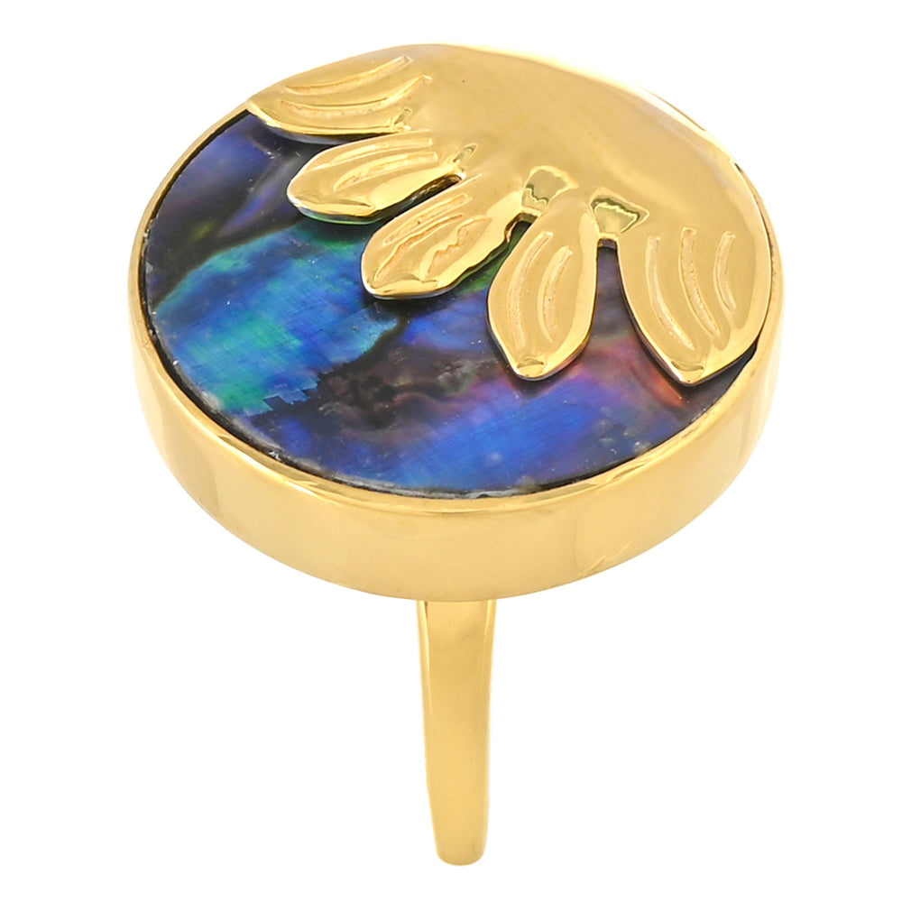 Pozlacený Stříbrný Prsten s Mušlí Abalone