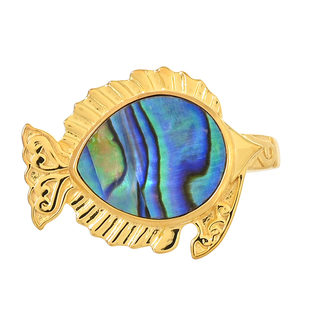 Pozlacený Stříbrný Prsten s Mušlí Abalone