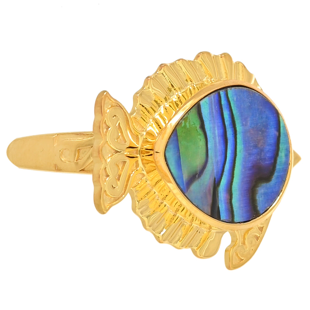 Pozlacený Stříbrný Prsten s Mušlí Abalone