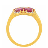 Pozlacené stříbro 925/1000 Prsten s Madagaskarským Rubínem a Bílým Topazem - Karátové číslo: 2.7. přibližná hmotnost: 3.18 gramů