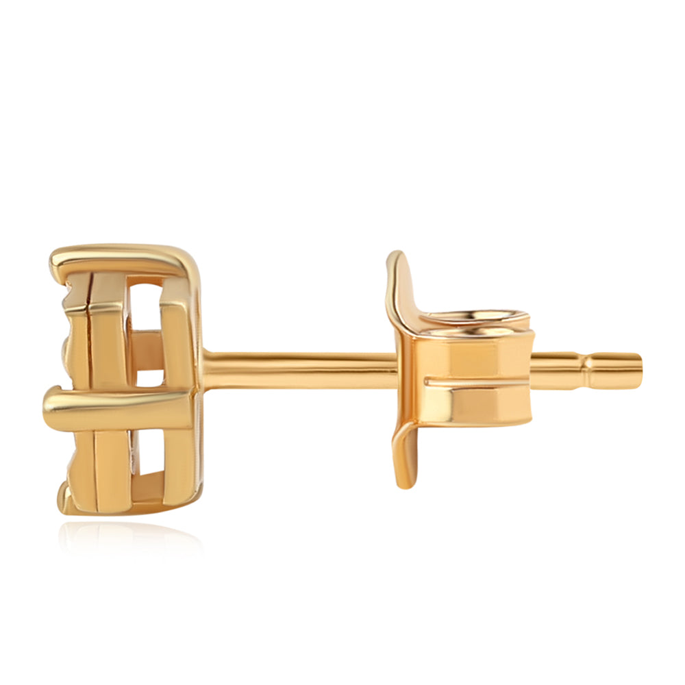 Pozlacené Sterlingové Stříbro 925 / 1000 - Náušnice se Zeleným Diamantem