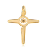 Kříž Pozlacené Sterlingové Stříbro 925 / 1000 - Přívěsek se Zeleným Diamantem
