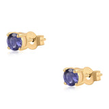 Pozlacené Sterlingové Stříbro 925 / 1000 - Náušnice s Iolitem