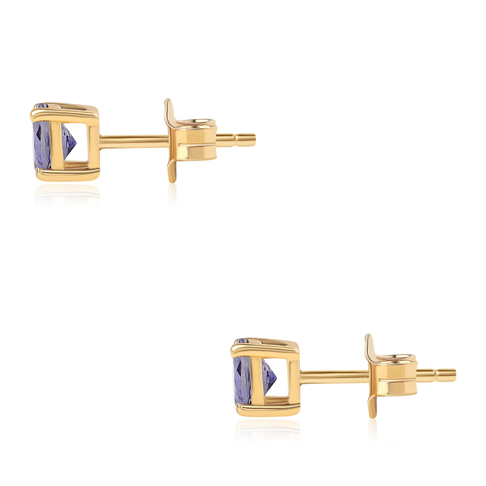 Pozlacené Sterlingové Stříbro 925 / 1000 - Náušnice s Iolitem