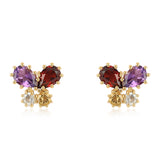 Pozlacené Sterlingové Stříbro 925 / 1000 - Náušnice s Africkým Ametystem a Citrínem
