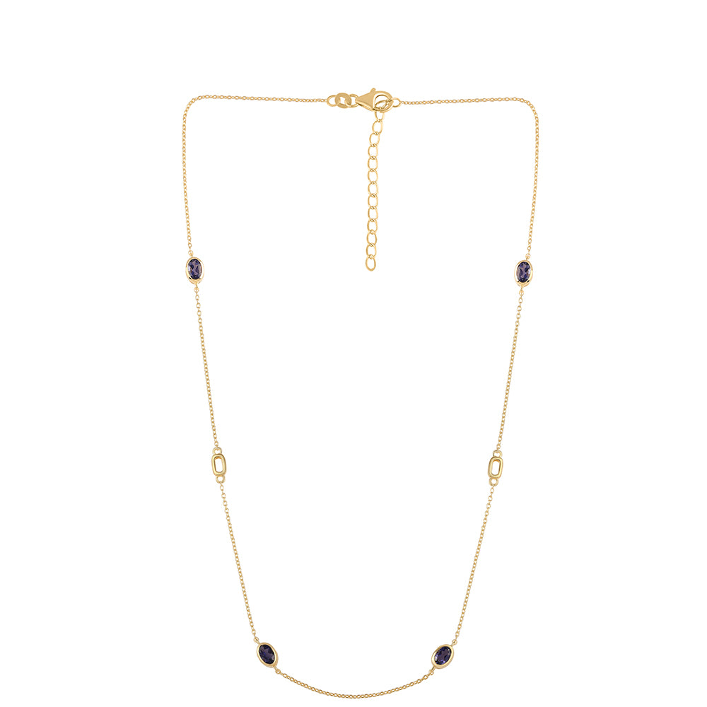 Pozlacené Sterlingové Stříbro 925 / 1000 - Náhrdelník s Iolitem