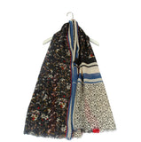 Kostkovaná a Květinová Šála-šátek, 90 cm x 180 cm
