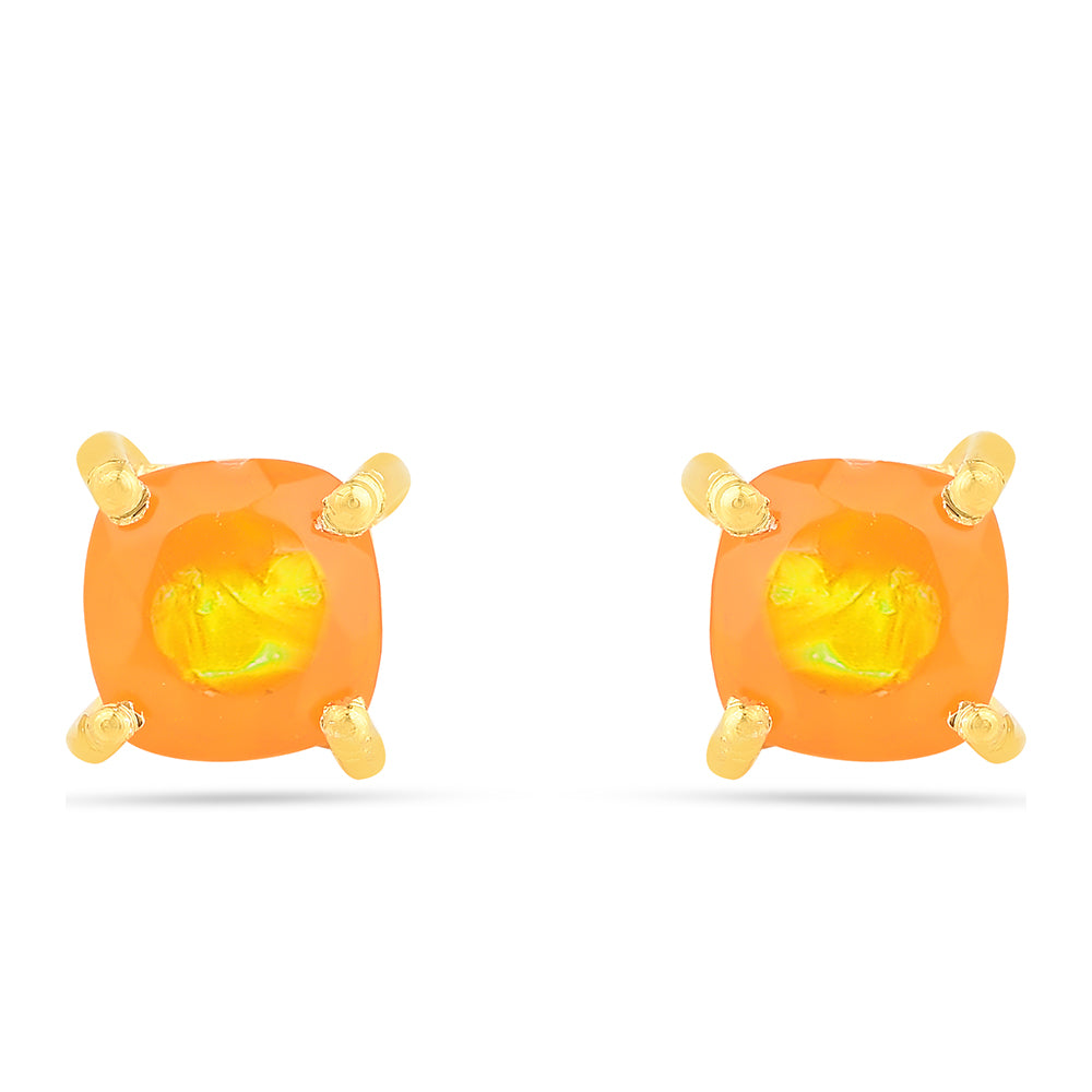 Pozlacené stříbro 925/1000 Náušnice s Ohnivým Opálem - Karátové číslo: 0.63. přibližná hmotnost: 0.82 gramů