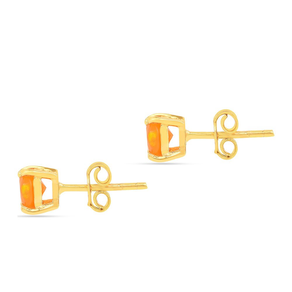 Pozlacené stříbro 925/1000 Náušnice s Ohnivým Opálem - Karátové číslo: 0.63. přibližná hmotnost: 0.82 gramů