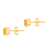 Pozlacené stříbro 925/1000 Náušnice s Ohnivým Opálem - Karátové číslo: 0.63. přibližná hmotnost: 0.82 gramů