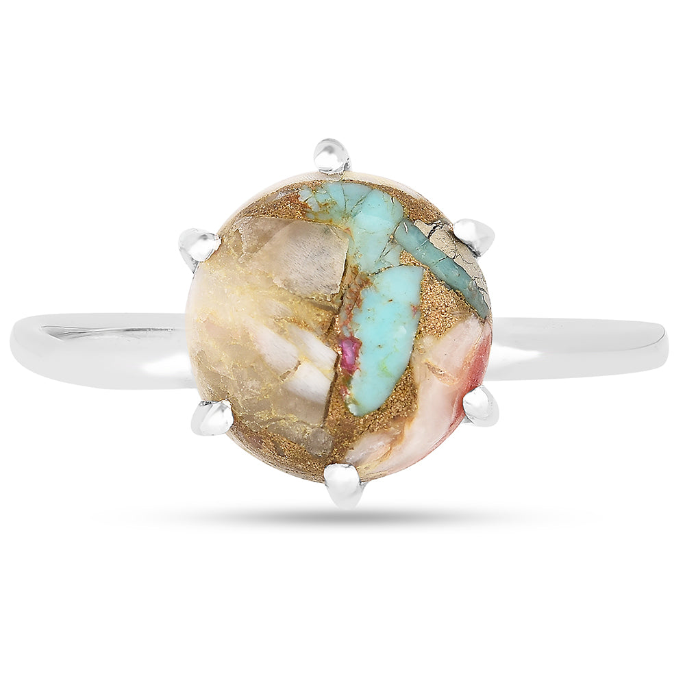 Stříbro 925/1000 Prsten s Ústřicovým Tyrkysem - Karátové číslo: 2.18. přibližná hmotnost: 1.67 gramů