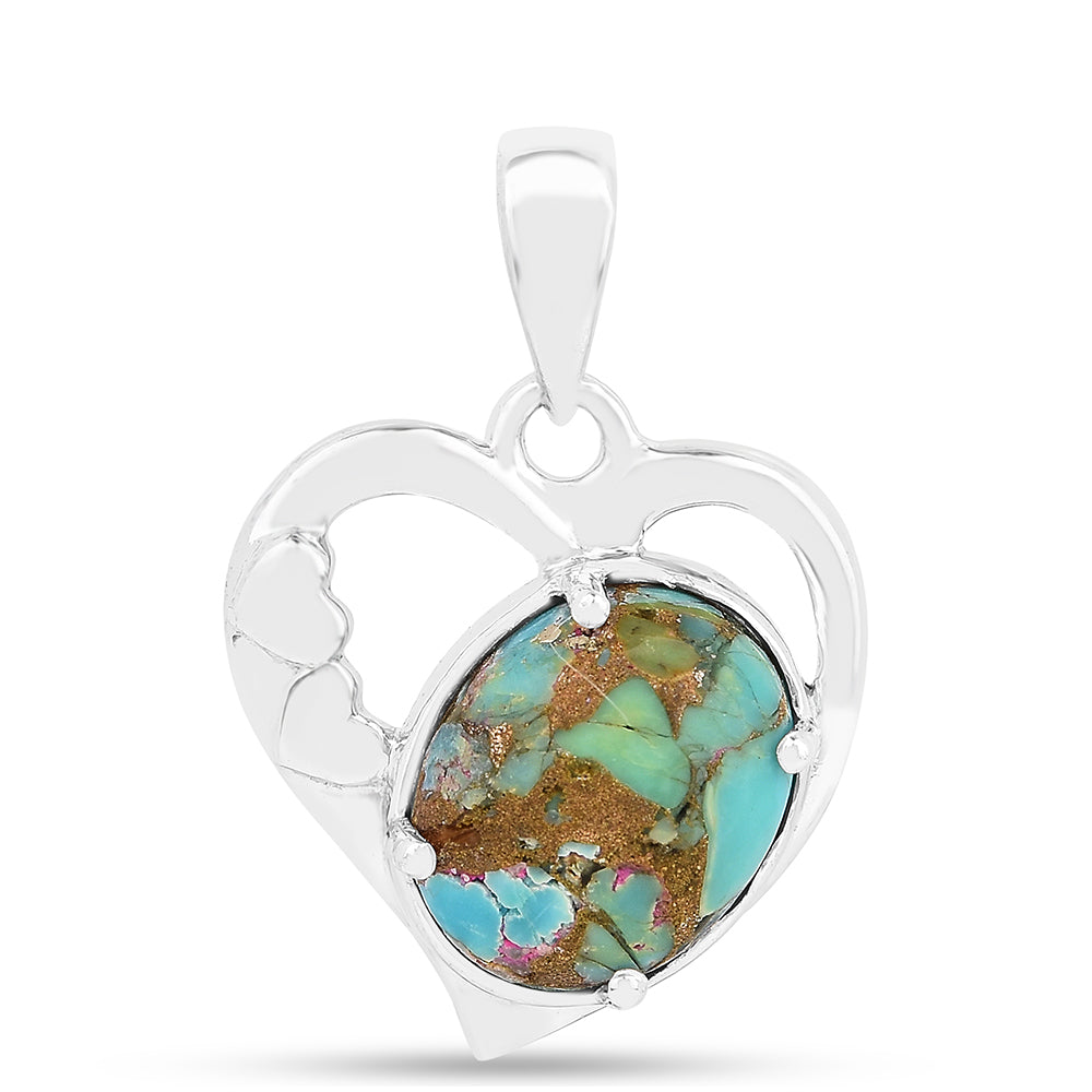 Stříbro 925/1000 Přívěsek s Ústřicovým Tyrkysem - Karátové číslo: 2.8. přibližná hmotnost: 2.14 gramů