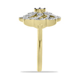 Pozlacené Stříbro 925/1000 - Prsten se Zeleným Diamantem a Bílým Diamantem - Karátové číslo: 0.09. přibližná hmotnost: 3.42 gramů