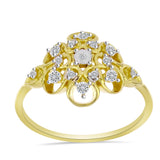 Pozlacené Stříbro 925/1000 - Prsten s Bílým Diamantem a Bílým Zirkonem - Karátové číslo: 0.47. přibližná hmotnost: 3.04 gramů