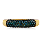 Pozlacené Stříbro 925/1000 - Prsten s Modrým Diamantem - Karátové číslo: 0.55. přibližná hmotnost: 2.35 gramů