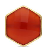 Pozlacený Stříbrný Prsten s Červeným Onyxem