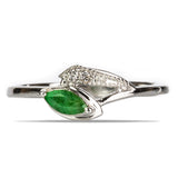 925 / 1000 Sterlingové Stříbro Prsten s Brazilským Smaragdem a Bílým Topazem