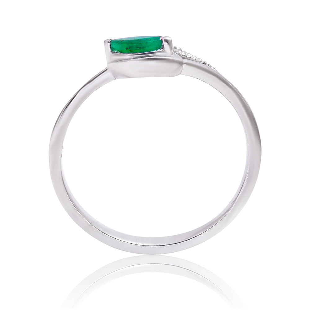 925 / 1000 Sterlingové Stříbro Prsten s Brazilským Smaragdem a Bílým Topazem