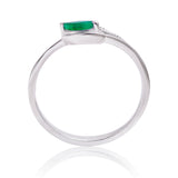 925 / 1000 Sterlingové Stříbro Prsten s Brazilským Smaragdem a Bílým Topazem