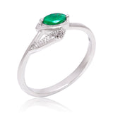 925 / 1000 Sterlingové Stříbro Prsten s Brazilským Smaragdem a Bílým Topazem