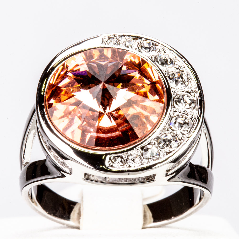 Bílým Pozlacená slitina Prsten s Červeným Emporia® Křišťálem