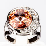 Bílým Pozlacená slitina Prsten s Červeným Emporia® Křišťálem